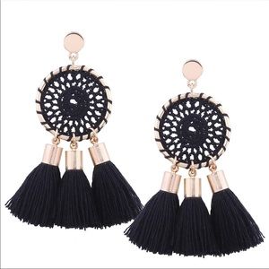 Black round tassel Earring